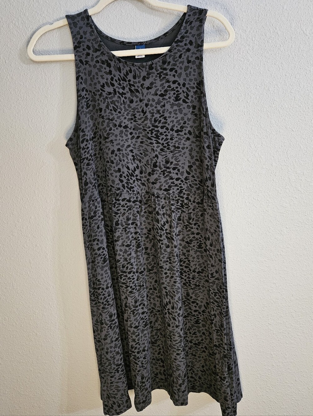 Old Navy, Large, Grey Animal Print Sleeveless Babydoll Dress